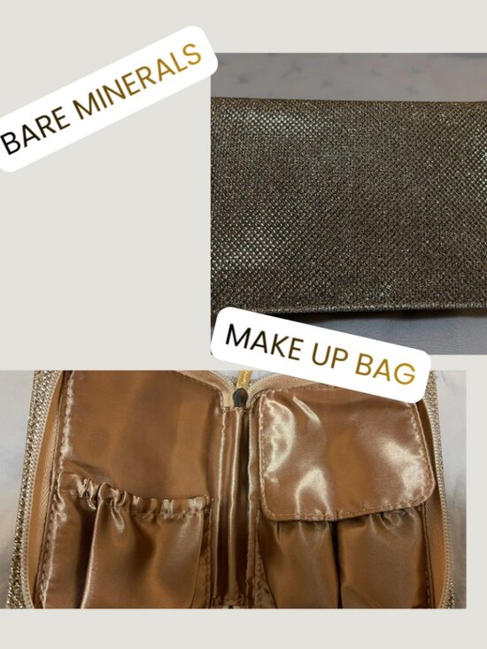 bareMinerals Handbags - NWOT bareMinerals Gold Glitter Travel Makeup Organizer Bag